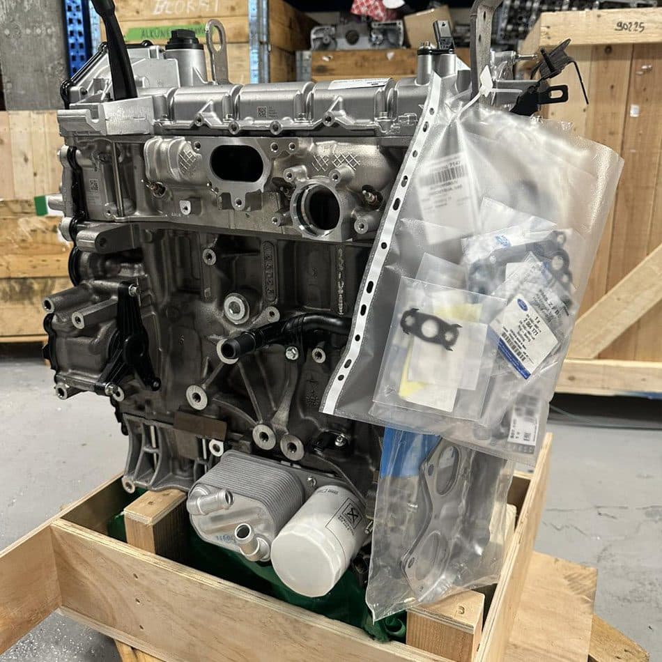 Reconditioned engine packed for shipping