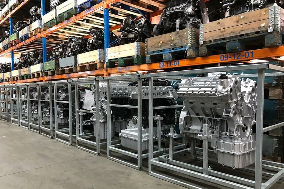 Warehouse racks with engine cores